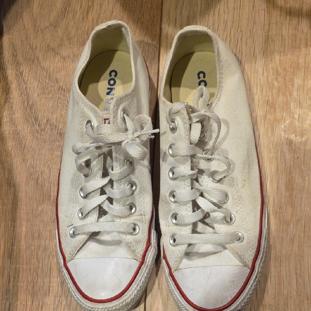 Converse White Sneakers with Red Trim
